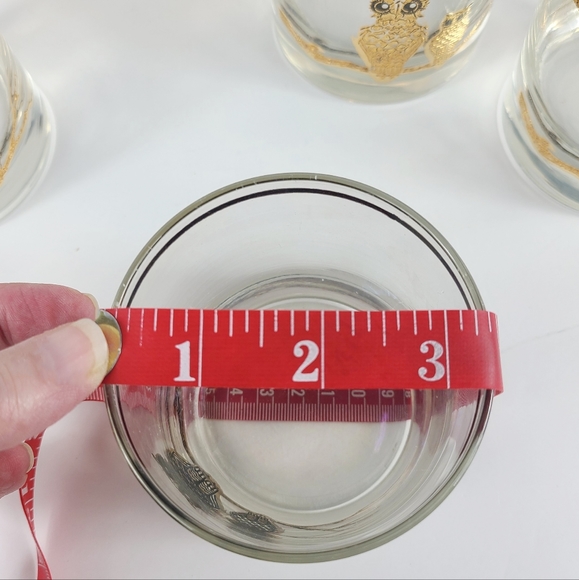 MID CENTURY VINTAGE LOW BALL GLASSES GOLD LEAF WITH OWLS SET OF 8 - Picture 11 of 13